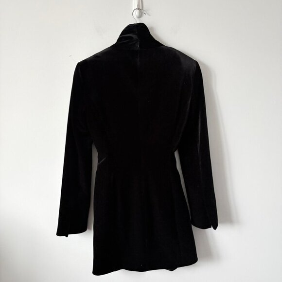 Zara Elegant Black Velvet Long Sleeve Dress - Picture 9 of 12